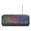 Žaidimų klaviatūra TRUST GXT 836 Evocx USB QWERTY JAV anglų, RGB apšvietimas, riešo atrama, 114 klavišų, 110 % išdėstymas