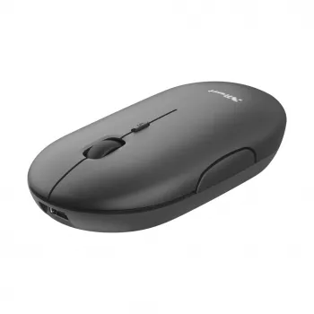 Trust Puck belaidė įkraunama itin plona pelė, ambidekstrinė, optinė, RF belaidis + Bluetooth, 1600 DPI, juoda