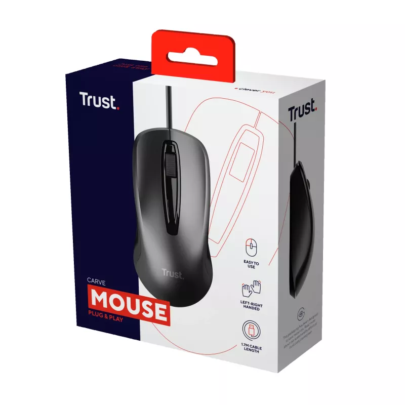 Trust Carve pelė biurui Ambidextrinė USB-A optinė 1200 DPI