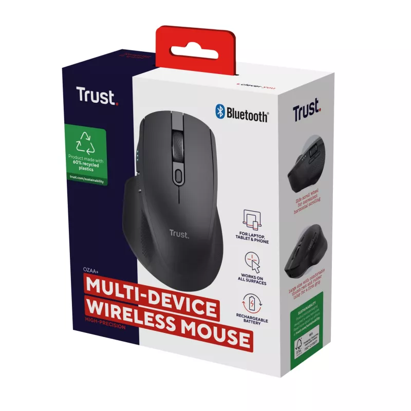 Trust Ozaa+ biuro pelė dešinei rankai RF belaidė + Bluetooth optinė 3200 DPI