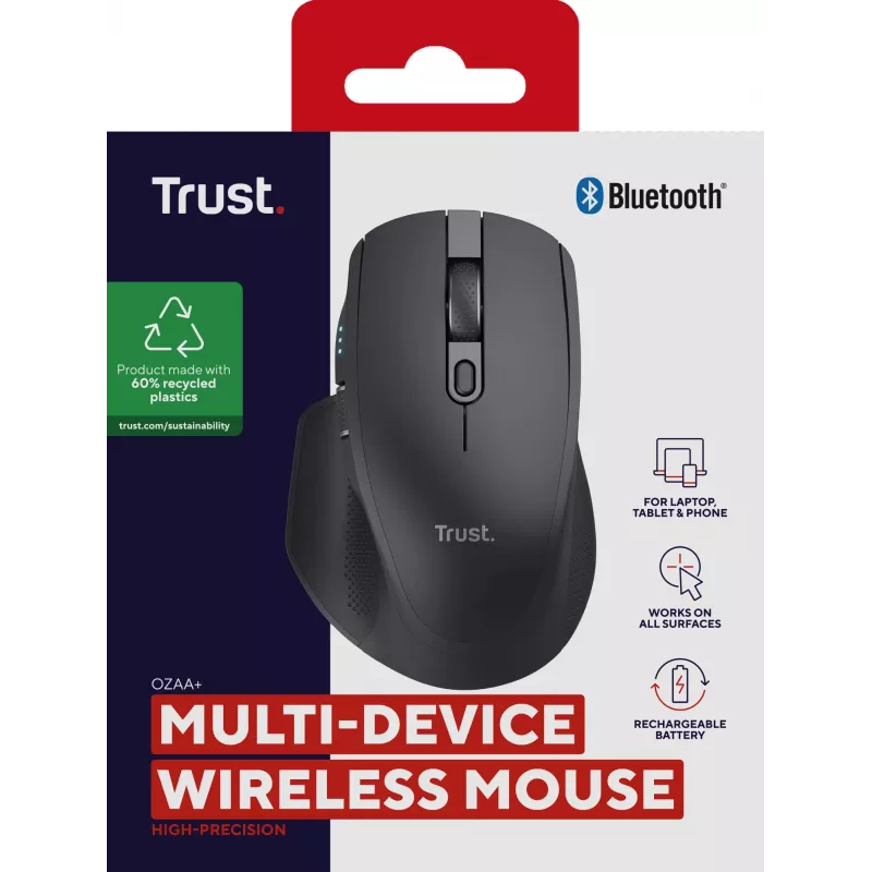 Trust Ozaa+ biuro pelė dešinei rankai RF belaidė + Bluetooth optinė 3200 DPI