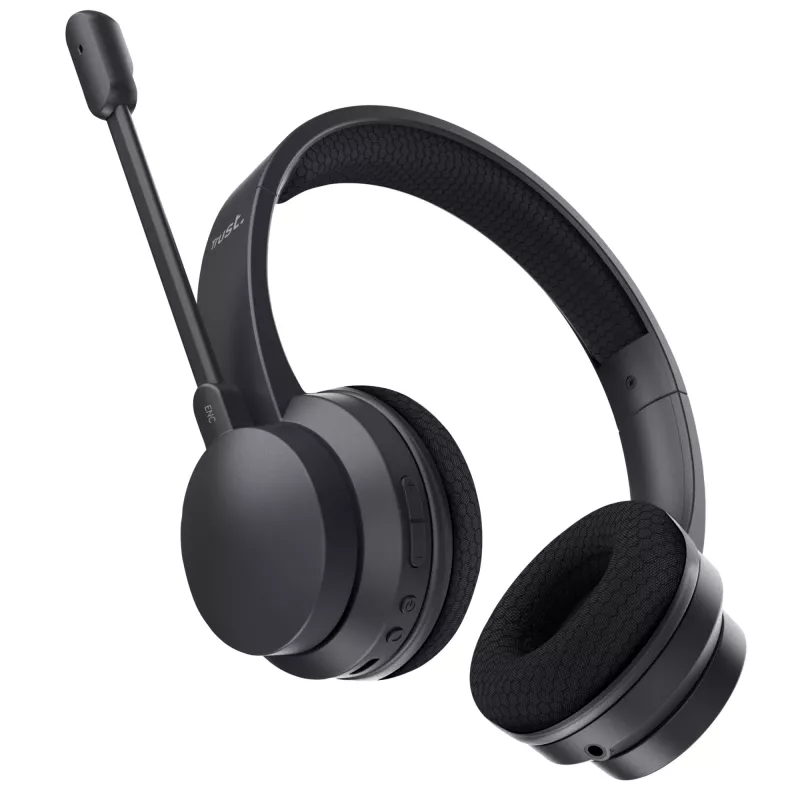 Trust Ayda ausinės laidinės ir belaidės ausinės ant galvos skambučiams/muzikai USB Type-C Bluetooth juodos