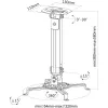 Techly projektoriaus lubinis laikiklis su prailginimu 380-580 mm sidabrinis ICA-PM 18S