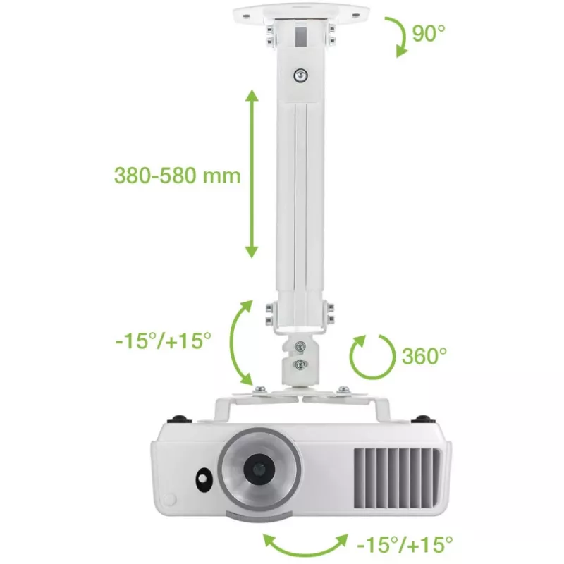 Techly projektoriaus lubinis laikiklis su prailginimu 380-580 mm sidabrinis ICA-PM 18S