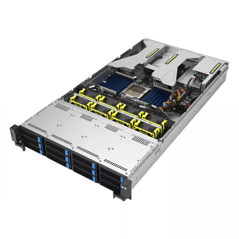ASUS RS521A-E12-RS12U Socket SP5 Stelažinis (2U) Juodas, Sidabrinis