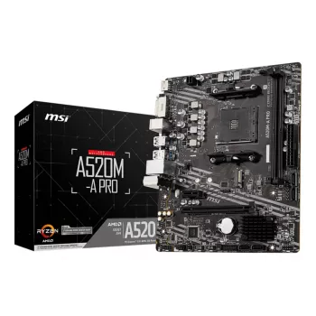 MSI A520M-A PRO pagrindinė plokštė AMD A520 Socket AM4 micro ATX
