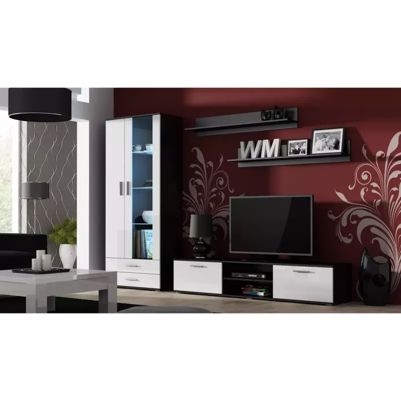 Plaukiojančių lentynų rinkinys Cama Meble SOHO 1250×200×200 mm, medžio drožlių plokštė, juoda matinė (dvi lentynos)