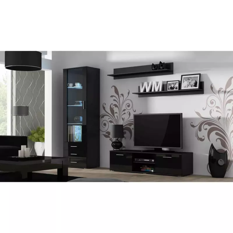 Plaukiojančių lentynų rinkinys Cama Meble SOHO 1250×200×200 mm, medžio drožlių plokštė, juoda matinė (dvi lentynos)