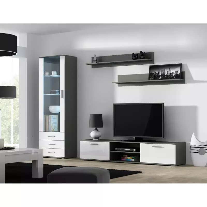 Plaukiojančių lentynų rinkinys Cama Meble SOHO, 2 vnt., 1250×200×200 mm, medžio drožlių plokštė, pilka matinė