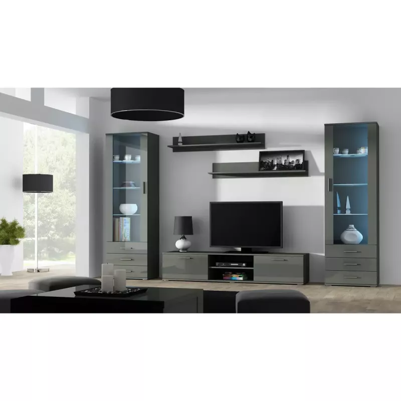 Plaukiojančių lentynų rinkinys Cama Meble SOHO, 2 vnt., 1250×200×200 mm, medžio drožlių plokštė, pilka matinė