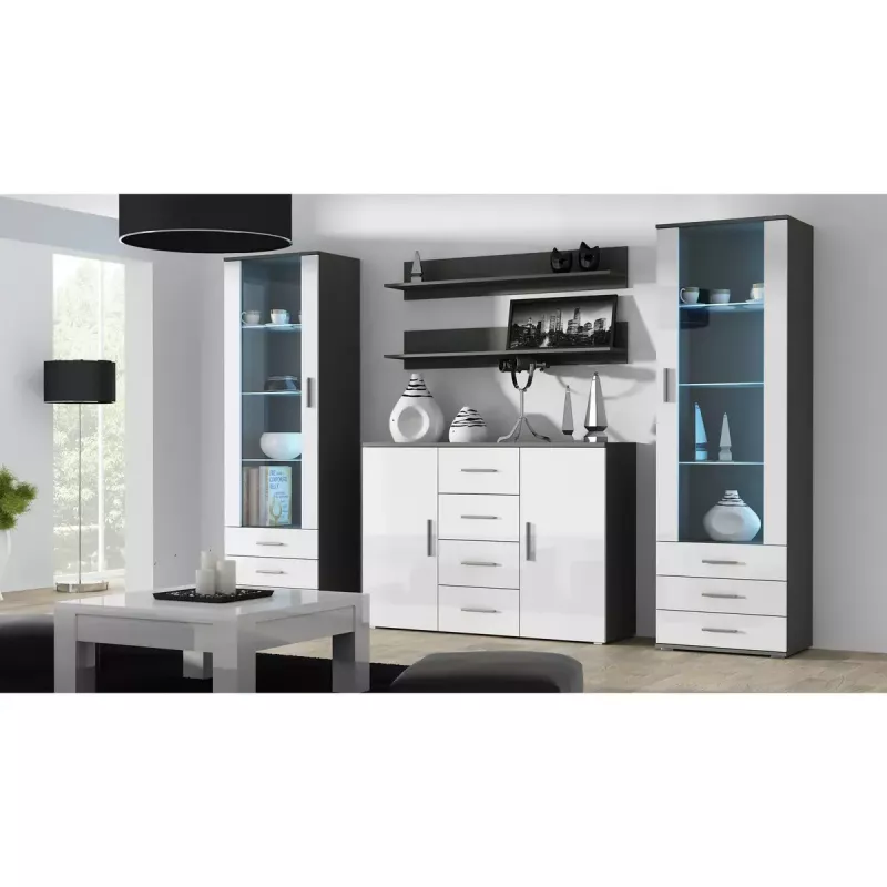 Plaukiojančių lentynų rinkinys Cama Meble SOHO, 2 vnt., 1250×200×200 mm, medžio drožlių plokštė, pilka matinė