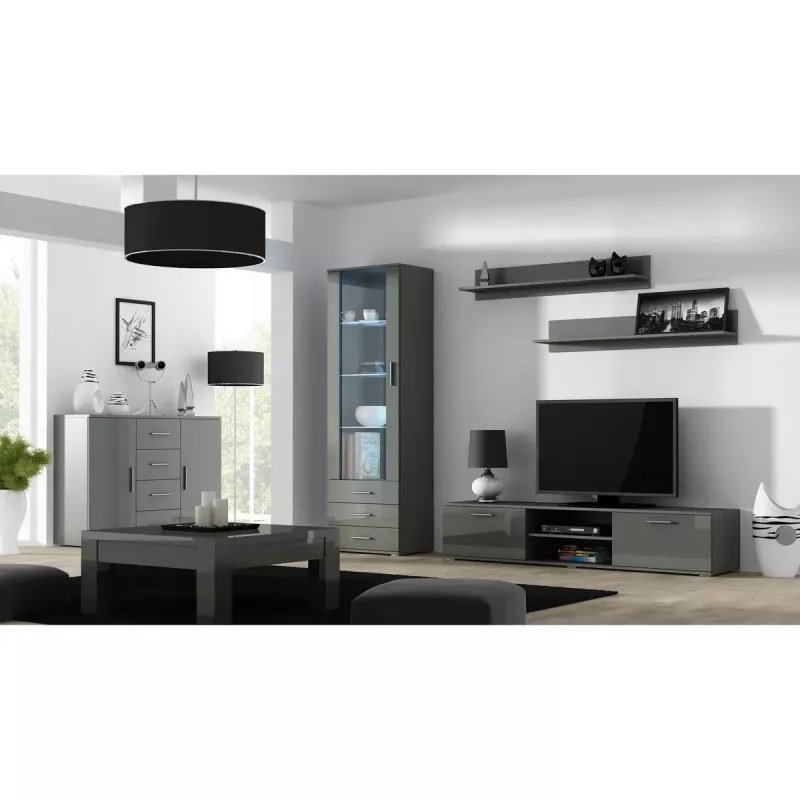 Plaukiojančių lentynų rinkinys Cama Meble SOHO, 2 vnt., 1250×200×200 mm, medžio drožlių plokštė, pilka matinė