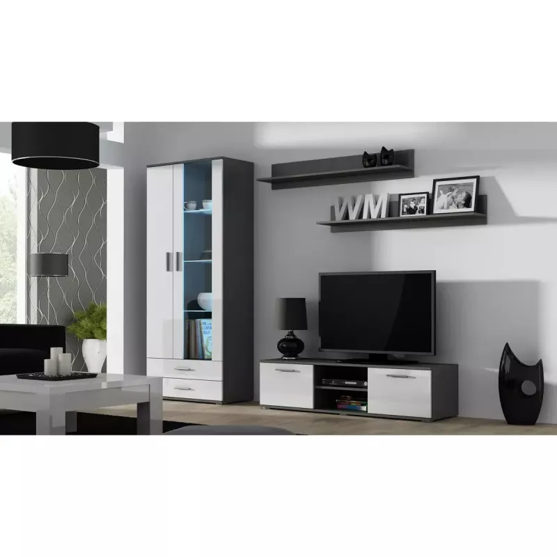 Plaukiojančių lentynų rinkinys Cama Meble SOHO, 2 vnt., 1250×200×200 mm, medžio drožlių plokštė, pilka matinė