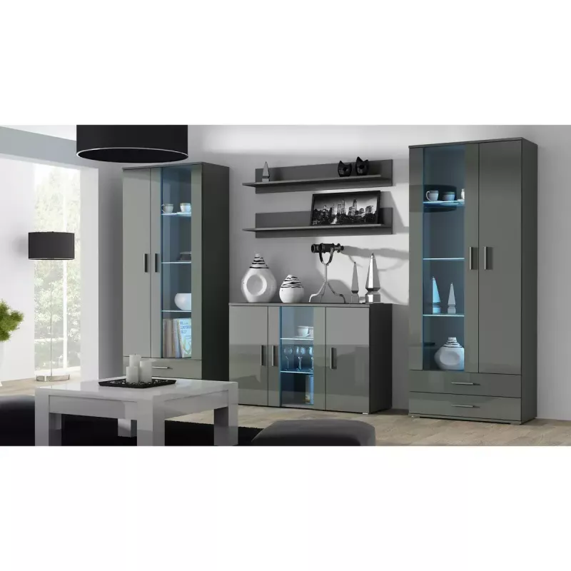 Plaukiojančių lentynų rinkinys Cama Meble SOHO, 2 vnt., 1250×200×200 mm, medžio drožlių plokštė, pilka matinė