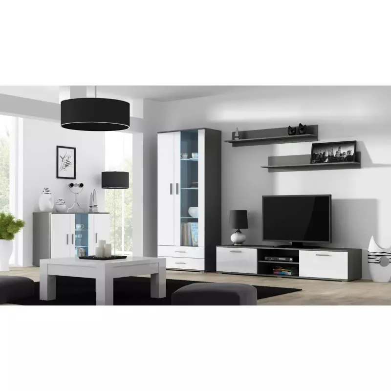 Plaukiojančių lentynų rinkinys Cama Meble SOHO, 2 vnt., 1250×200×200 mm, medžio drožlių plokštė, pilka matinė