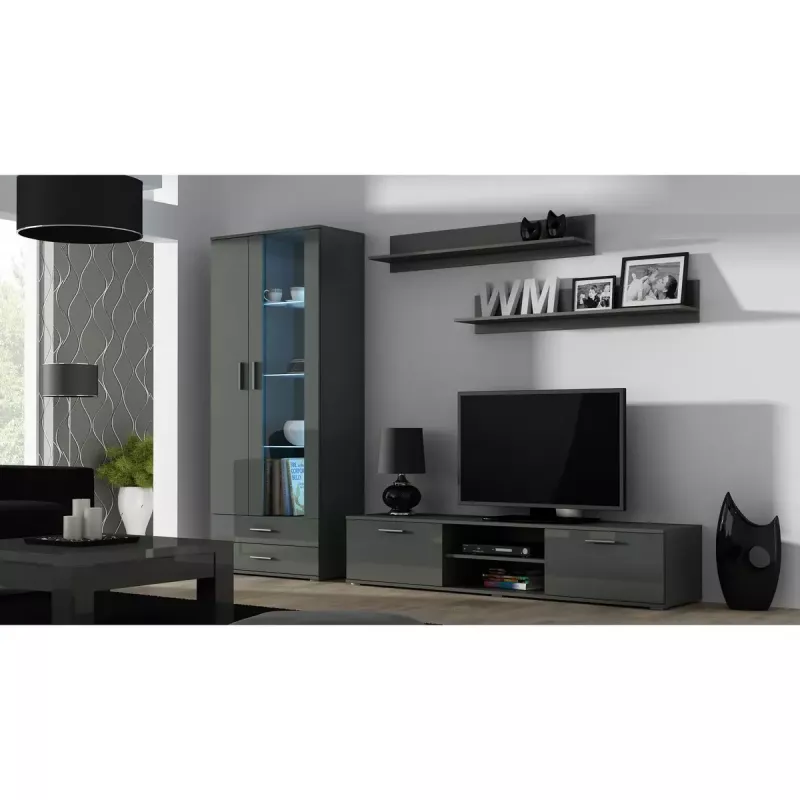 Plaukiojančių lentynų rinkinys Cama Meble SOHO, 2 vnt., 1250×200×200 mm, medžio drožlių plokštė, pilka matinė