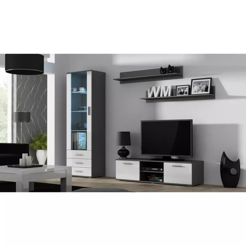 Plaukiojančių lentynų rinkinys Cama Meble SOHO, 2 vnt., 1250×200×200 mm, medžio drožlių plokštė, pilka matinė