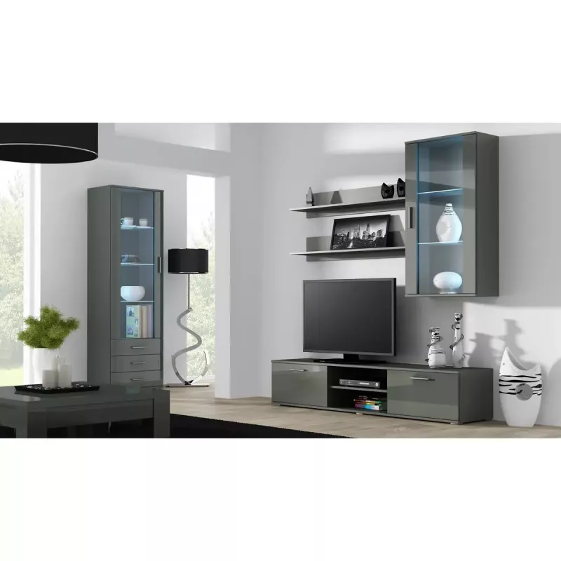 Plaukiojančių lentynų rinkinys Cama Meble SOHO, 2 vnt., 1250×200×200 mm, medžio drožlių plokštė, pilka matinė