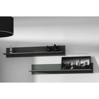 Plaukiojančių lentynų rinkinys Cama Meble SOHO, 2 vnt., 1250×200×200 mm, medžio drožlių plokštė, pilka matinė