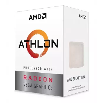 Stalinio kompiuterio procesorius AMD Athlon 3000G — 2 branduoliai, 4 gijos, 3,5 GHz, 4 MB L3, lizdas AM4, 35 W, Vega 3 integruota grafika