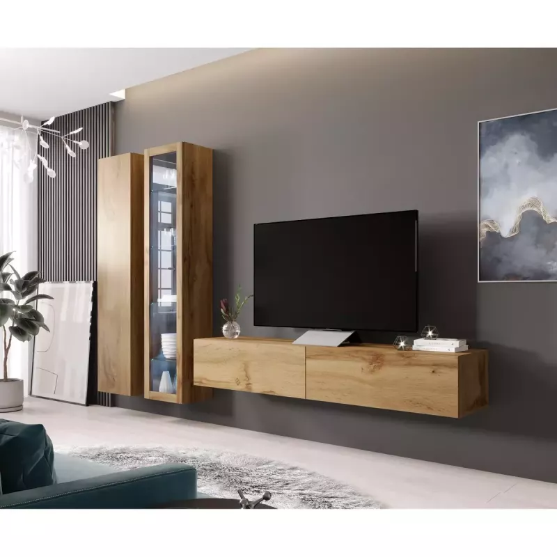 Sieninė spinta Cama Meble VIGO 180, 1800×400×300 mm, Wotan ąžuolas