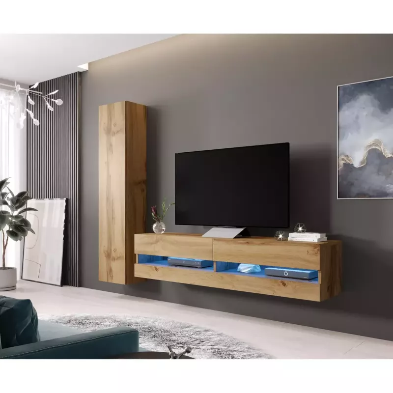 Sieninė spinta Cama Meble VIGO 180, 1800×400×300 mm, Wotan ąžuolas