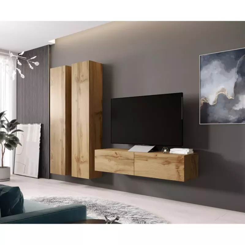 Sieninė spinta Cama Meble VIGO 180, 1800×400×300 mm, Wotan ąžuolas