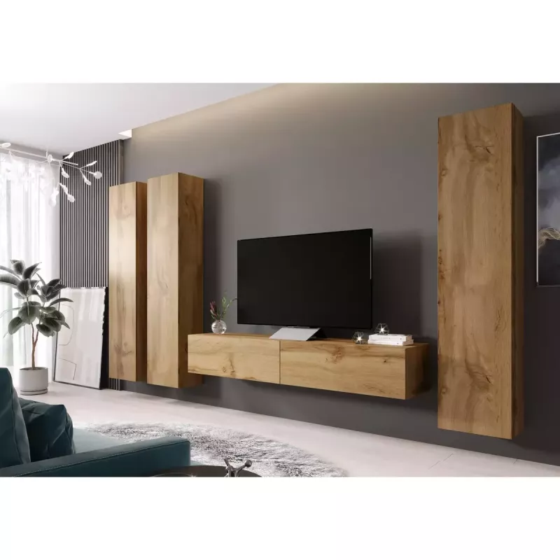 Sieninė spinta Cama Meble VIGO 180, 1800×400×300 mm, Wotan ąžuolas
