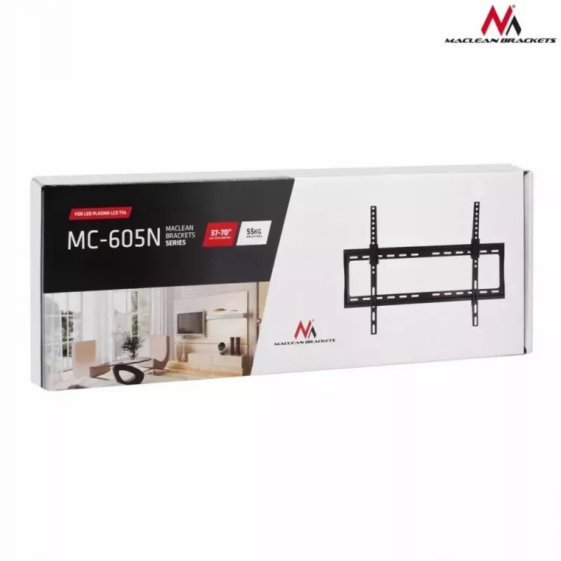 TV laikiklis sieninis MACLEAN MC-605, fiksuotas, VESA 75x75–600x400, iki 55 kg, 32–80 colių ekranams