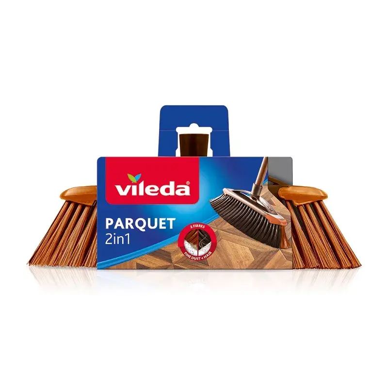 VILEDA 136082 vidaus šluota su minkštais/kietais plastikiniais šereliais ir rankena, bronzinė