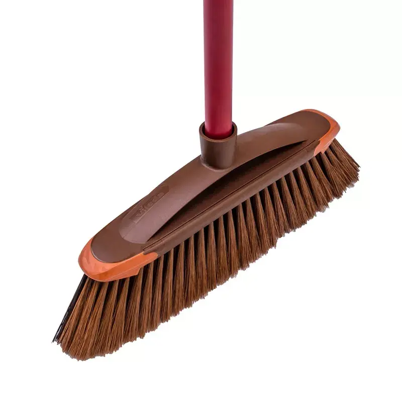 VILEDA 136082 vidaus šluota su minkštais/kietais plastikiniais šereliais ir rankena, bronzinė