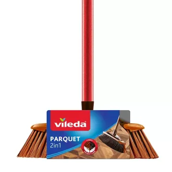 VILEDA 136082 vidaus šluota su minkštais/kietais plastikiniais šereliais ir rankena, bronzinė