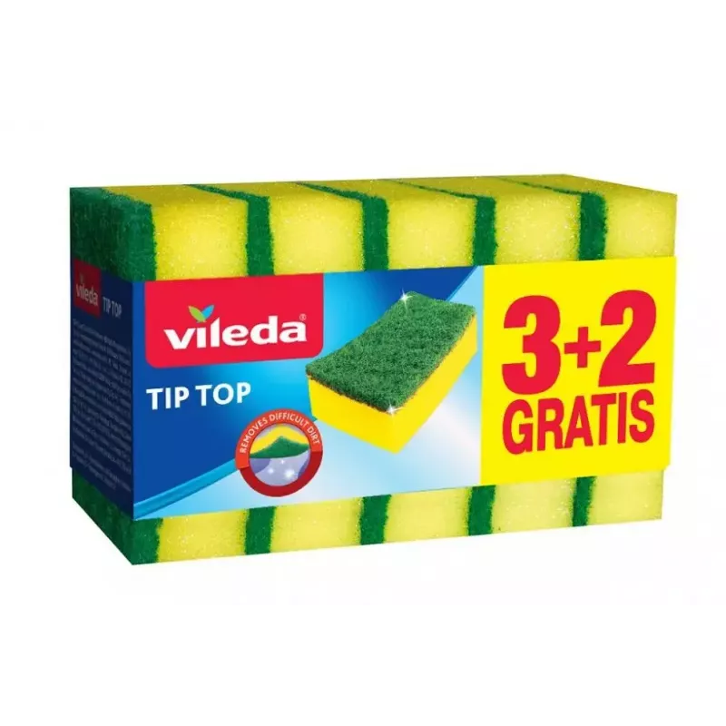 Kempininis šveitiklis VILEDA Tip-Top, 5 vnt., stačiakampiai pluoštiniai pagalvėliai 70×90×30 mm, geltoni