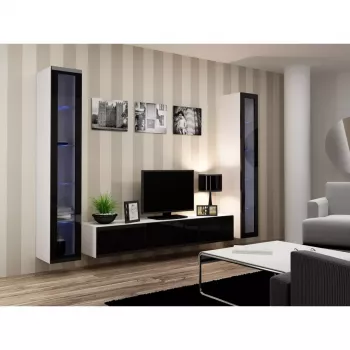 TV stovas cama meble VIGO 180 – 1800×400×300 mm, baltas stalviršis, baltas rėmas, medžio drožlių plokštė