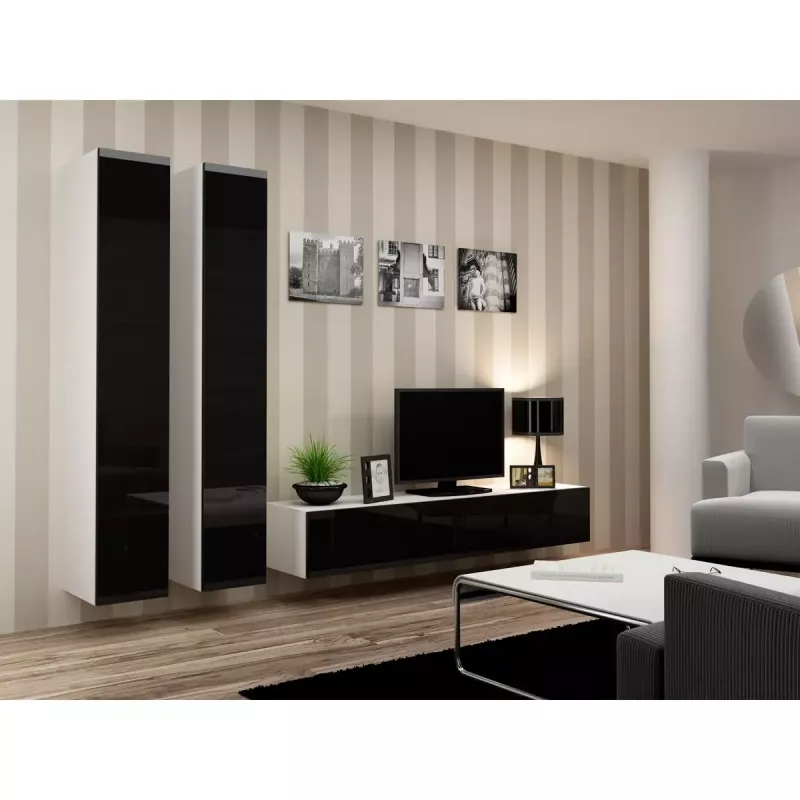 TV stovas cama meble VIGO 180 – 1800×400×300 mm, baltas stalviršis, baltas rėmas, medžio drožlių plokštė