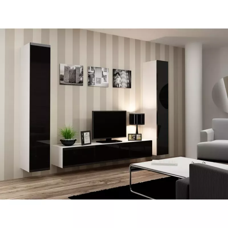TV stovas cama meble VIGO 180 – 1800×400×300 mm, baltas stalviršis, baltas rėmas, medžio drožlių plokštė