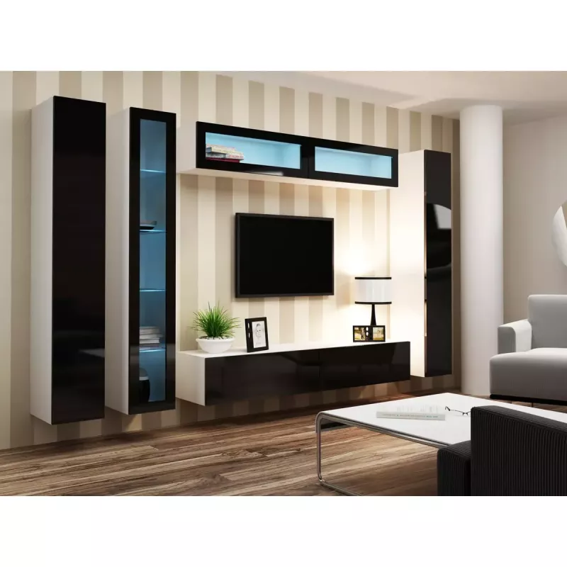 TV stovas cama meble VIGO 180 – 1800×400×300 mm, baltas stalviršis, baltas rėmas, medžio drožlių plokštė