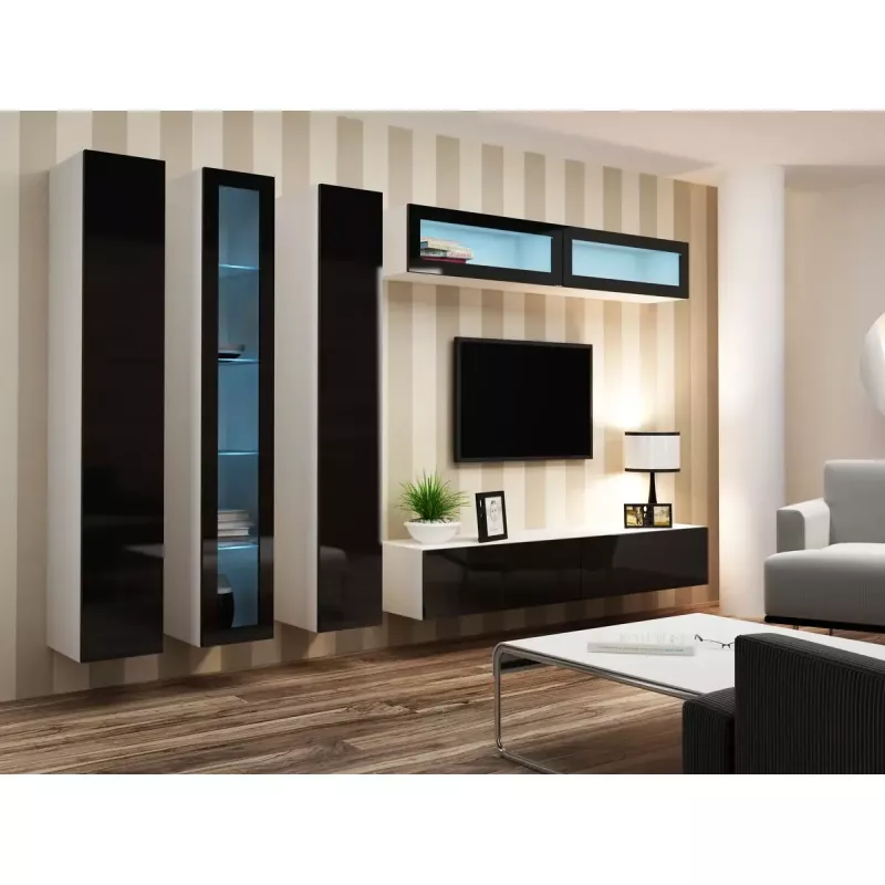 TV stovas cama meble VIGO 180 – 1800×400×300 mm, baltas stalviršis, baltas rėmas, medžio drožlių plokštė
