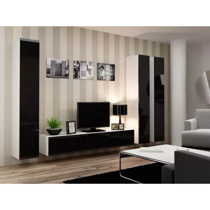 TV stovas cama meble VIGO 180 – 1800×400×300 mm, baltas stalviršis, baltas rėmas, medžio drožlių plokštė