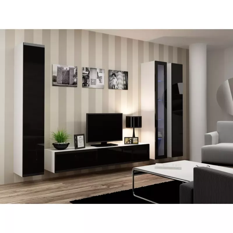 TV stovas cama meble VIGO 180 – 1800×400×300 mm, baltas stalviršis, baltas rėmas, medžio drožlių plokštė