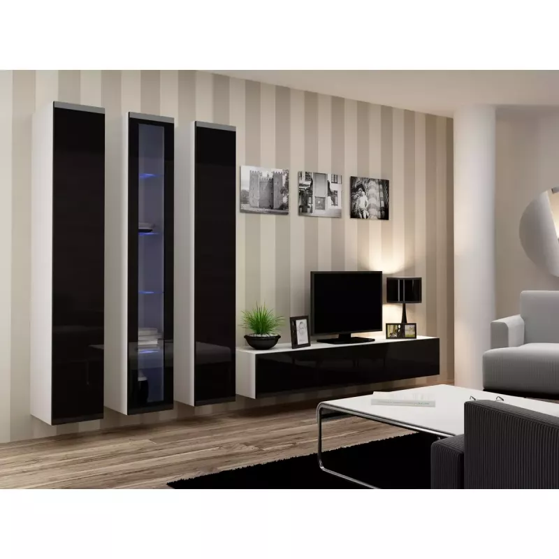 TV stovas cama meble VIGO 180 – 1800×400×300 mm, baltas stalviršis, baltas rėmas, medžio drožlių plokštė