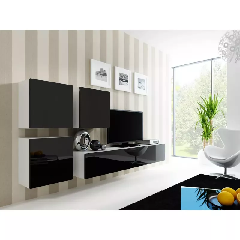 TV stovas cama meble VIGO 180 – 1800×400×300 mm, baltas stalviršis, baltas rėmas, medžio drožlių plokštė