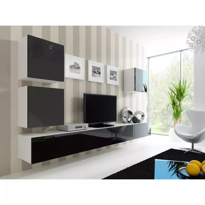 TV stovas cama meble VIGO 180 – 1800×400×300 mm, baltas stalviršis, baltas rėmas, medžio drožlių plokštė