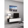 TV stovas cama meble VIGO 140 1400×400×300 mm, laminuota medžio drožlių plokštė, juoda/balta blizgi