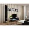 TV stovas Cama Meble VIGO NEW 30/140/40 – 1400×400×300 mm, baltas viršus, medžio drožlių plokštė, baltas rėmas, baltas/juodas blizgesys