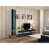 TV stovas Cama Meble VIGO NEW 30/140/40 – 1400×400×300 mm, baltas viršus, medžio drožlių plokštė, baltas rėmas, baltas/juodas blizgesys