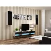 TV stovas Cama Meble VIGO NEW 30/140/40 – 1400×400×300 mm, baltas viršus, medžio drožlių plokštė, baltas rėmas, baltas/juodas blizgesys