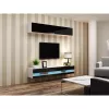 TV stovas Cama Meble VIGO NEW 30/140/40 – 1400×400×300 mm, baltas viršus, medžio drožlių plokštė, baltas rėmas, baltas/juodas blizgesys