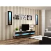 TV stovas Cama Meble VIGO NEW 30/140/40 – 1400×400×300 mm, baltas viršus, medžio drožlių plokštė, baltas rėmas, baltas/juodas blizgesys
