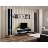 TV stovas Cama Meble VIGO NEW 30/140/40 – 1400×400×300 mm, baltas viršus, medžio drožlių plokštė, baltas rėmas, baltas/juodas blizgesys